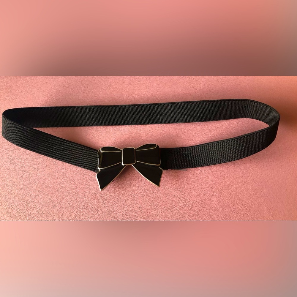 Black elastic bow belt
